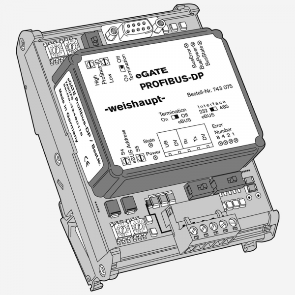 Weishaupt Set eGATE eBUS auf PROFIBUS-DP Datenprotokoll-Umsetzer