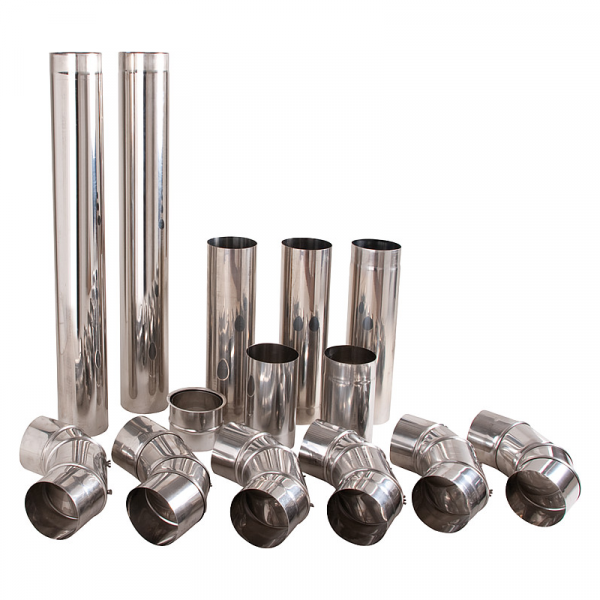 Edelstahl-Abgasrohr-Paket 130 mm mit Wandfutter