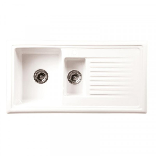 Reginox RL 301 Küchenspüle mit Restebecken und Abtropffläche weiß 1010 x 525 mm