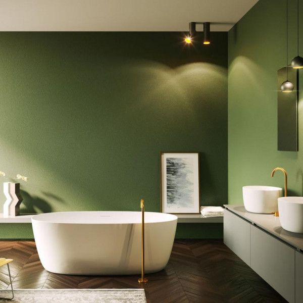 Riho Oval freistehende Badewanne 160x72x56,5 cm weiss seidenmatt