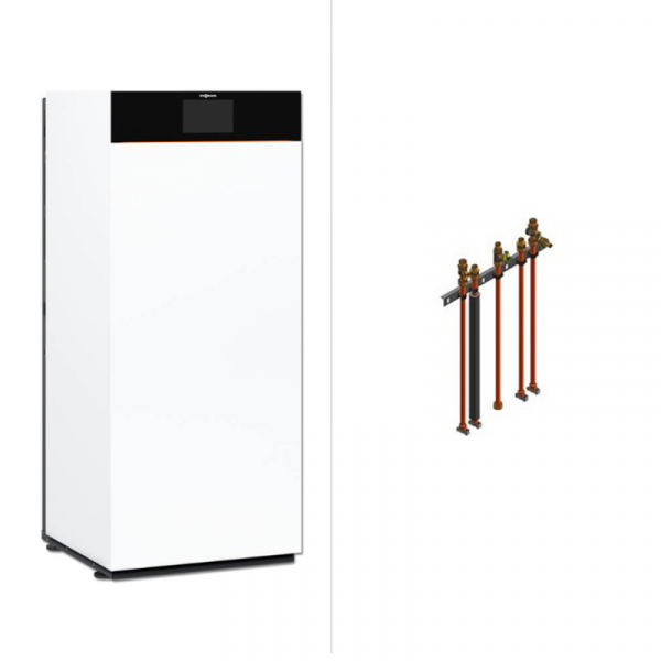 Viessmann Vitodens 222-F mit 100 Liter Ladespeicher und Anschlussset