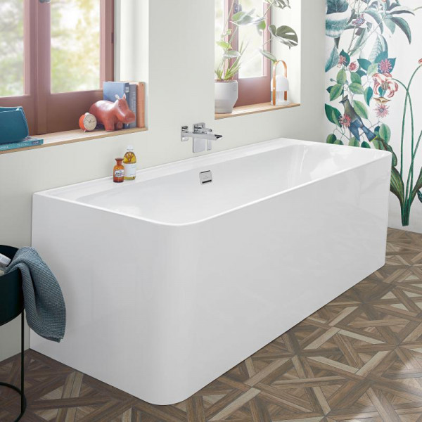 Villeroy & Boch Collaro Vorwand-Badewanne mit Verkleidung 180x80 cm weiß/weiß, Ab-/Überlaufgarnitur