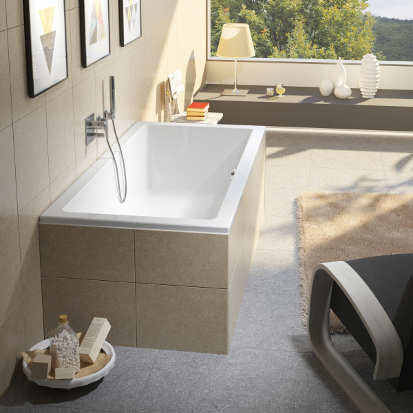Riho Lugo Rechteck-Badewanne, Einbau weiß 190 x 90 cm