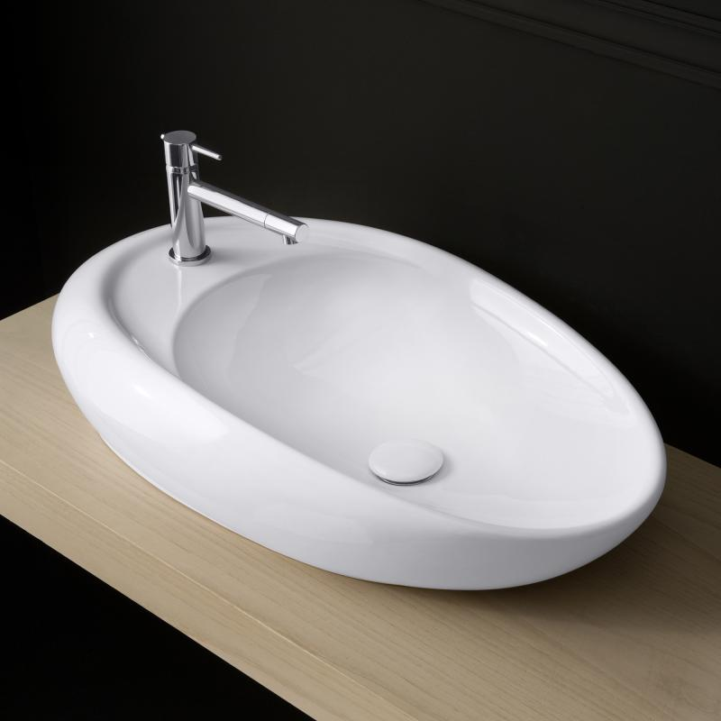 Scarabeo Moai R Aufsatzwaschbecken weiß mit BIO System 8602BK | badexo.de