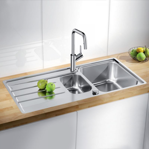 Blanco Lemis 6 S-IF Küchenspüle 100 x 50 cm mit Restebecken und Abtropffläche, drehbar