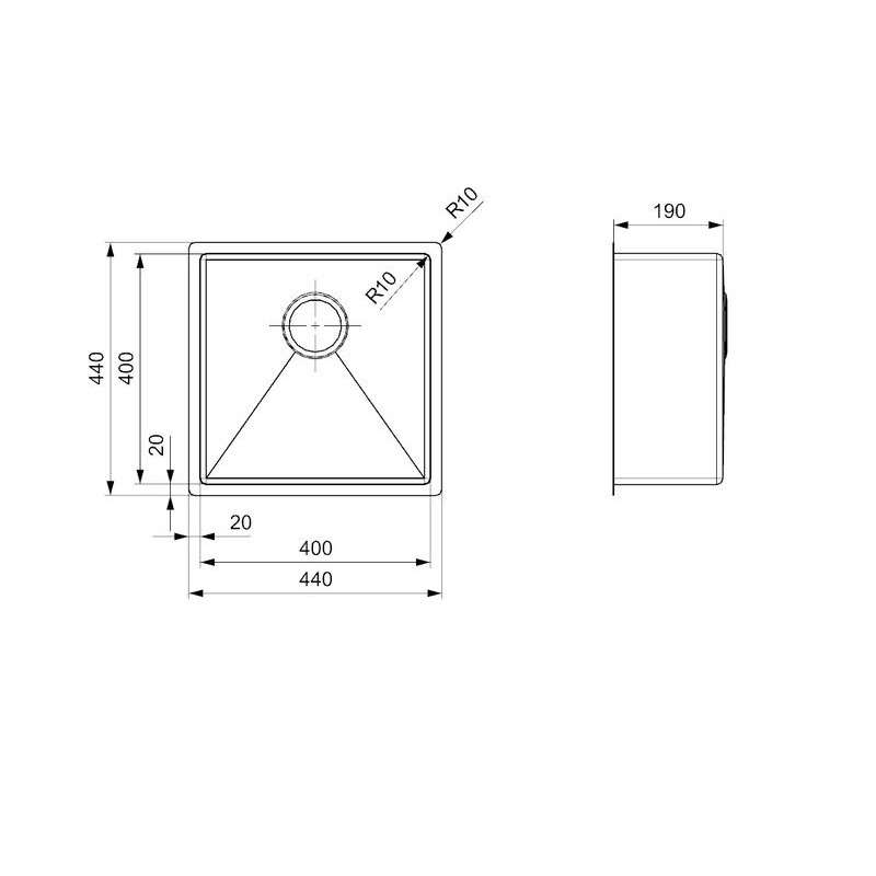 Reginox Florida 40 x 40 Küchenspüle 440 x 440 mm R26274 | badexo.de