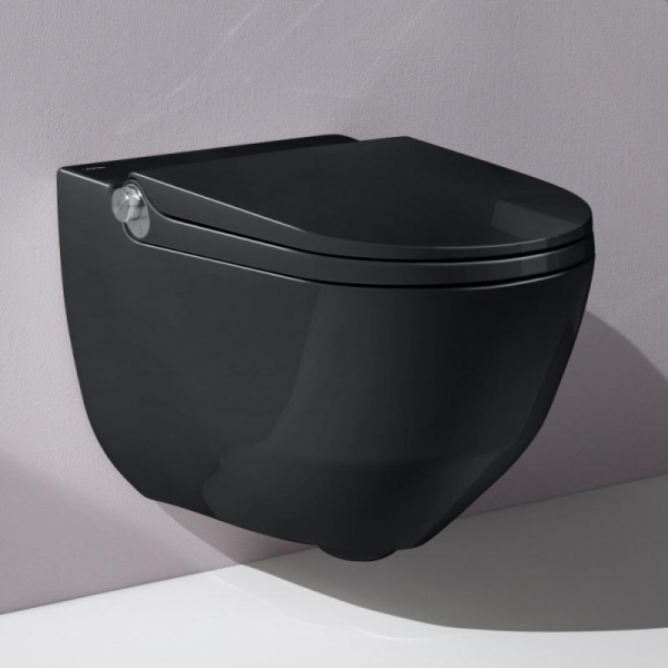 Laufen Cleanet Riva Dusch-WC Komplettanlage, mit WC-Sitz schwarz mit Clean Coat