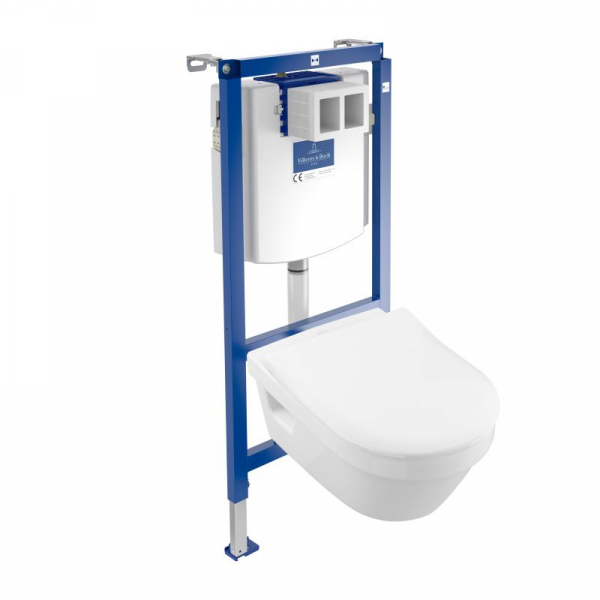 Villeroy & Boch Architectura & ViConnect Komplett-Set Wand-Tiefspül-WC, offener Spülrand, mit WC-Sit