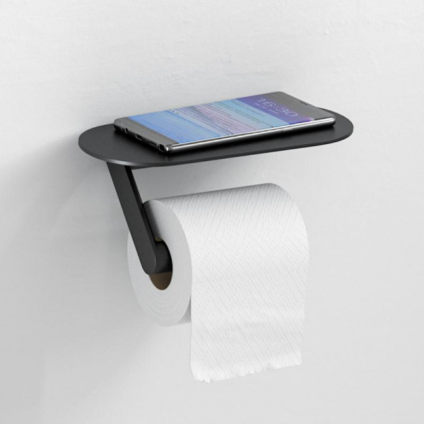 Hansgrohe WallStoris Toilettenpapierhalter mit Ablage schwarz matt