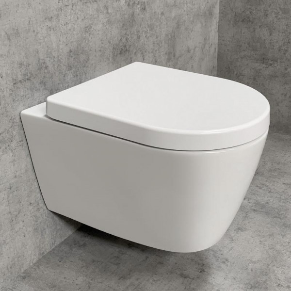PREMIUM 100 Wand-Tiefspül-WC-SET, spülrandlos, oval, mit WC-Sitz