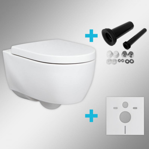 Geberit iCon Wand-Tiefspül-WC-SET ohne Spülrand, WC-Sitz mit Absenkautomatik
