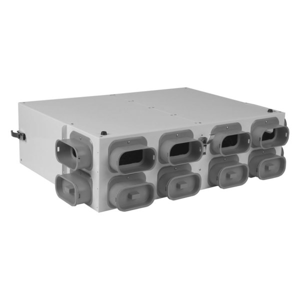 Wolf Luftverteiler DN125 für CWL-F-150 6 Stutzen 50x100 mit 3 Rohrkappen