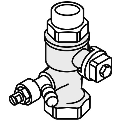 Weishaupt Kappenventil G 3/4" I x G 3/4" A Ms mit Dichtung und Schlauchanschluss