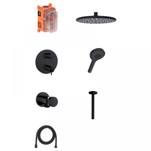 Damixa Silhouet HS2 Unterputz-Duschsystem mattschwarz, Thermostat