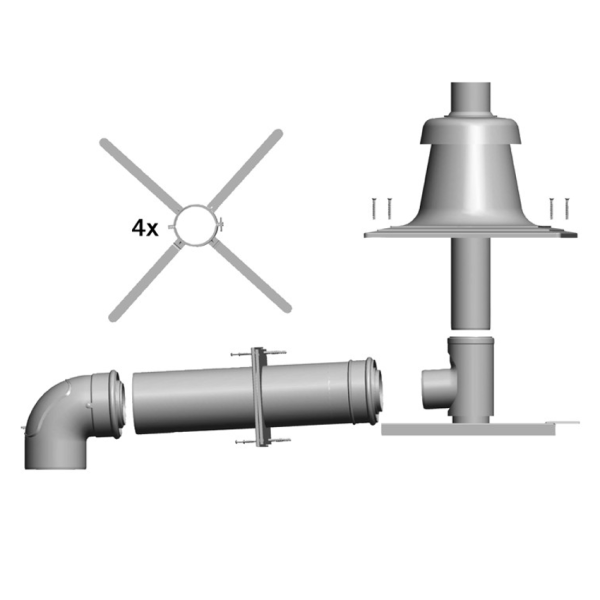 Wolf Anschluss-Set DN60/100 - C93x DN60 im Schacht Abdeckung edelstahl