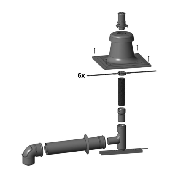 Wolf Anschluss-Set DN60/100 - C93x DN60 flexibel im Schacht, Abdeckung edelstahl
