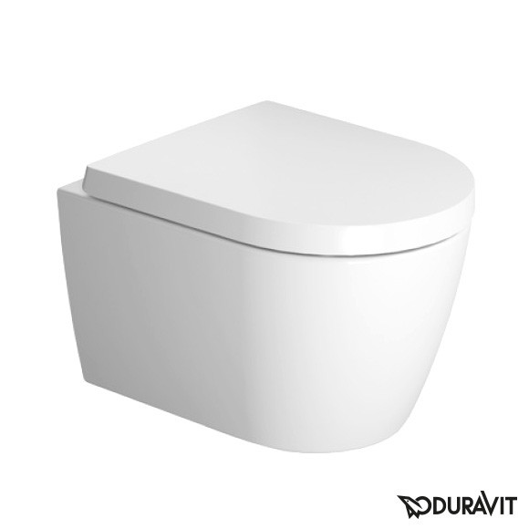 Duravit ME by Starck Wand-Tiefspül-WC Compact Set, rimless, mit WC-Sitz weiß, mit WonderGliss