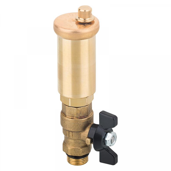 Solar-Schnellentlüfter 3/8" mit Kugelhahn bis max 150°C
