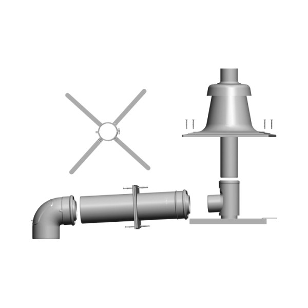 Wolf Anschluss-Set DN60/100 - C93x DN80 im Schacht, Abdeckung PP