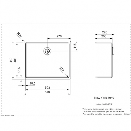 Reginox New York 50x40 Küchenspüle 540 x 440 mm Comfort Copper Rose