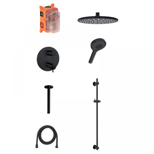 Damixa Silhouet SR 2 Komplett Unterputz Thermostat Duschsystem mattschwarz