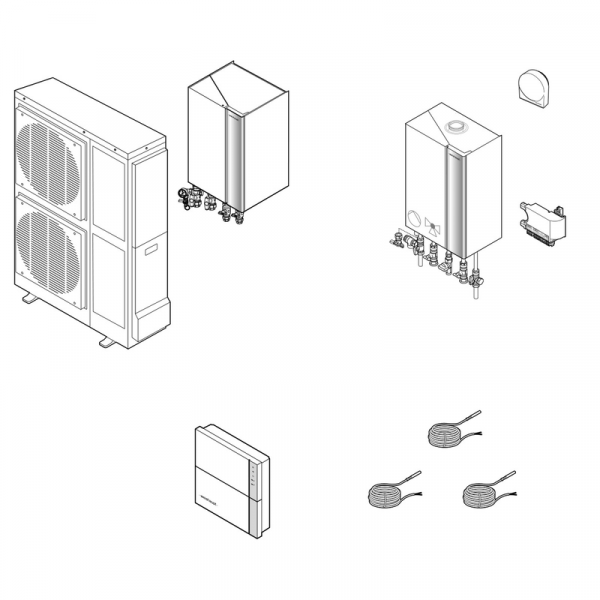 Weishaupt Hybridanlagen Paket Gas-Brennwertgerät WTC-GW 25-B W undLuft/Wasser-Wärmepumpe Split WWP L