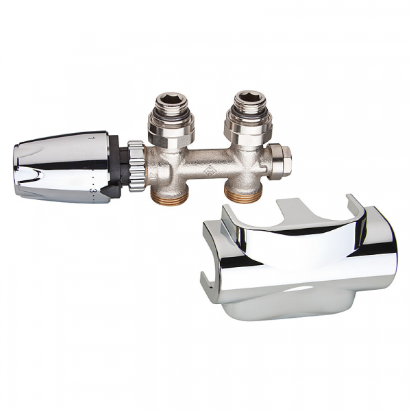 Heimeier Multilux Ventilset Durchgang inkl. DesignLine Verkleidung,Thermostatkopf DX, Chrom