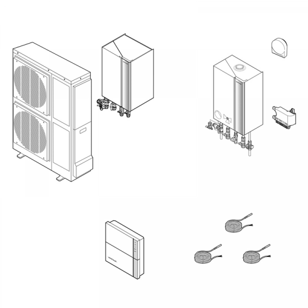 Weishaupt Hybridanlagen Paket Gas-Brennwertgerät WTC-GW 25-B W undLuft/Wasser-Wärmepumpe Split WWP L