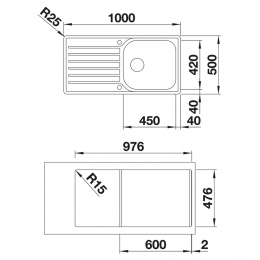 Blanco Lantos XL 6 S-IF drehbare Spüle B: 100 T: 50 cm, Edelstahl