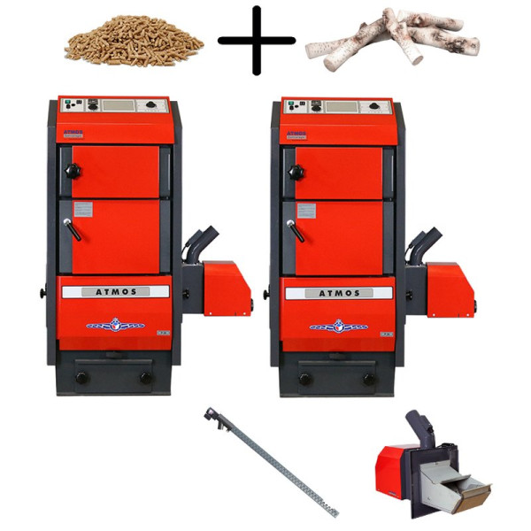 Atmos Pelletkessel P30 Set mit Förderschnecke, Pelletbrenner und Zubehör