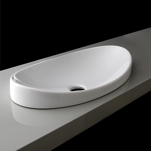 Design-Einbau-Waschbecken SPOOL 650 x 145 x 350 mm weiß