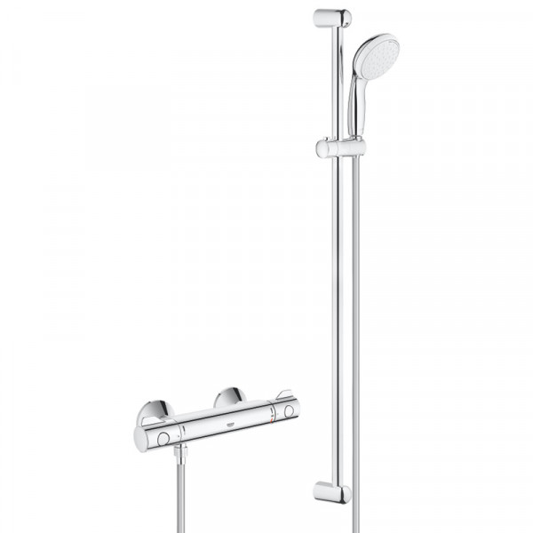 GROHE Grohtherm 800 Thermostat-Brausebatterie DN 15 mit Brausegarnitur
