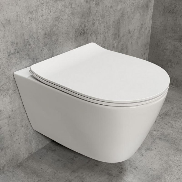 PREMIUM 100 Wand-Tiefspül-WC-SET, spülrandlos, oval, mit slim WC-Sitz