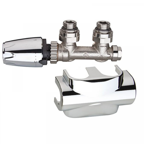 Heimeier Multilux Ventilset Eck inkl. DesignLine Verkleidung Thermostatkopf DX Chrom