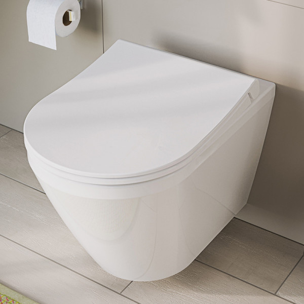 VitrA Aquacare Integra Wand-Tiefspül-WC-Set mit Bidetfunktion, mit WC-Sitz