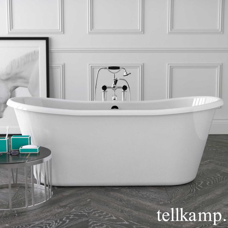 Tellkamp Scala freistehende Oval Badewanne weiß glanz 0100-081-00-B/CR