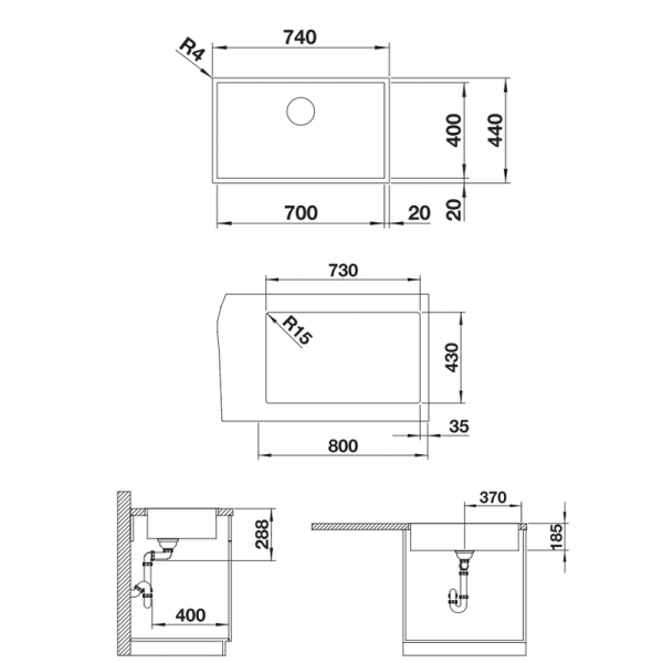 Blanco Zerox 700-IF Durinox Spüle Edelstahl 74 x 44 cm 523099 | badexo.de